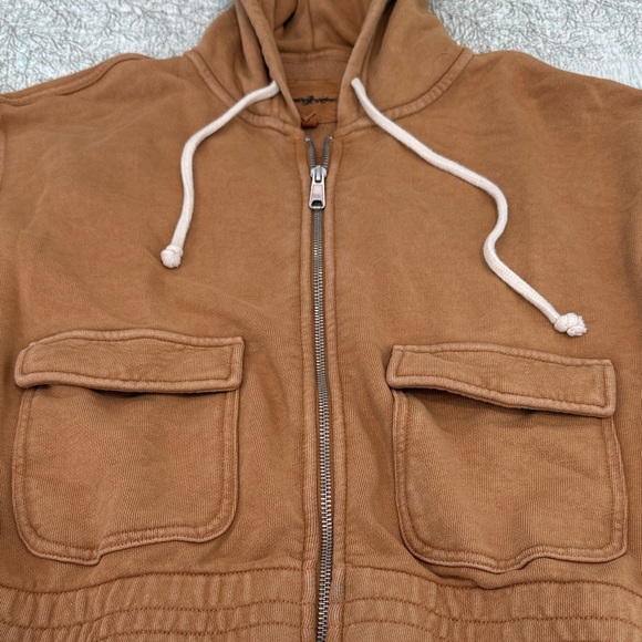 Aerie Tan Hoodie with White Drawstrings - Picture 3 of 4